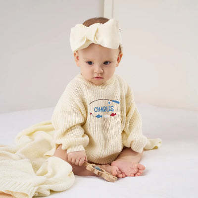 Custom Name Patriotic Fishing Baby Romper