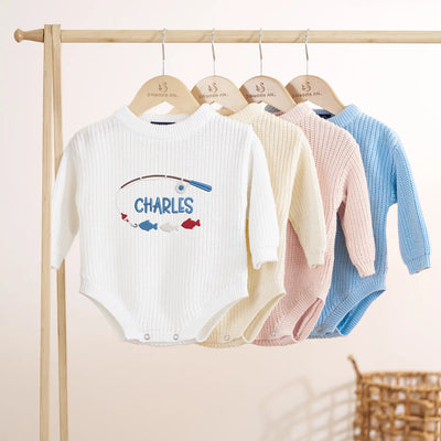 Custom Name Patriotic Fishing Baby Romper