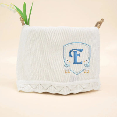Custom Baby Initial Name White Goose Blanket SwaddleAn