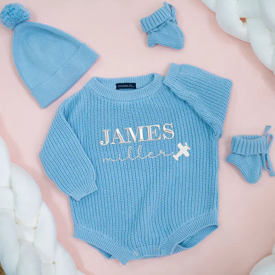 Custom Baby Name Embroidery Flight Romper