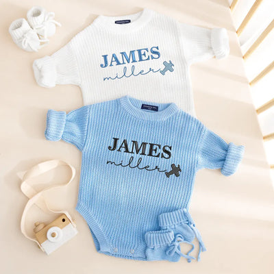 Custom Baby Name Embroidery Flight Romper
