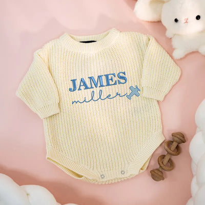 Custom Baby Name Embroidery Flight Romper