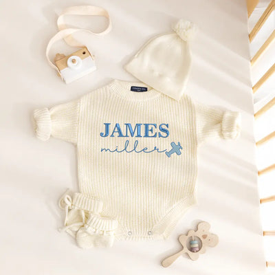 Custom Baby Name Embroidery Flight Romper