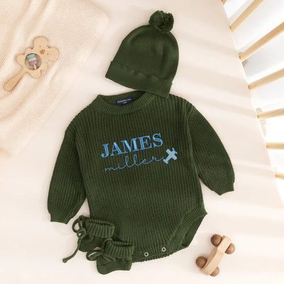Custom Baby Name Embroidery Flight Romper