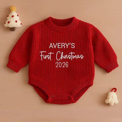 Custom Baby's First Christmas Embroidered Romper