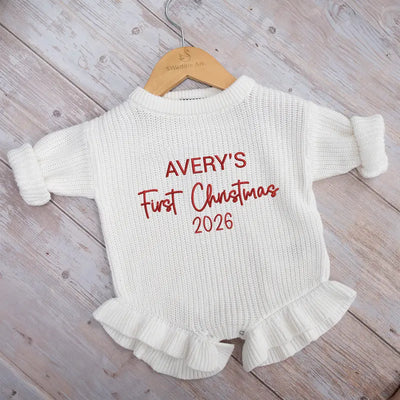 Custom Baby's First Christmas Embroidered Romper