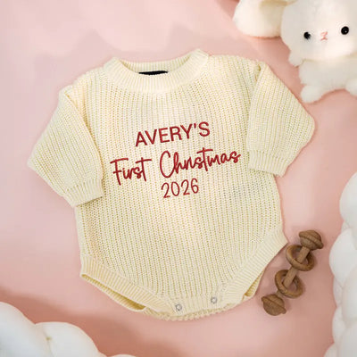 Custom Baby's First Christmas Embroidered Romper