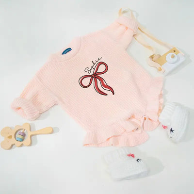 Custom Bow Embroidery Baby Girl Romper