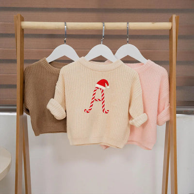 Personalized Candy Cane Initial Sweater