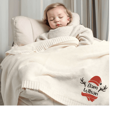 Custom Christmas Embroidery Baby Blanket with Name