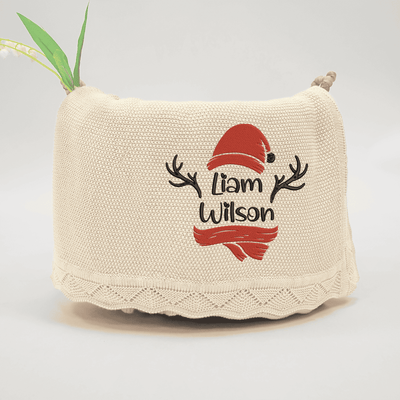 Custom Christmas Embroidery Baby Blanket with Name