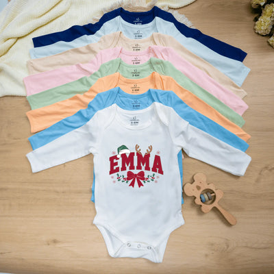 Custom Christmas Festival Baby Onesie with Name Bodysuit