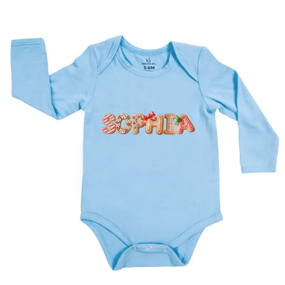 Custom Christmas Gingerbread Name Baby Onesie