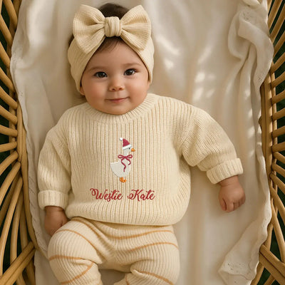 Christmas Goose Hand-Embroidered Knit Sweater
