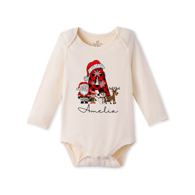 Custom Christmas Initial Bamboo Baby Bodysuit