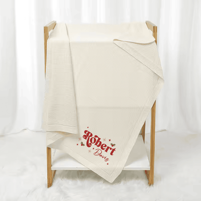 Custom Cute Christmas Embroidery Baby Blanket with Name