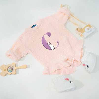 Custom Cute Rabbit Initial Embroidery Romper