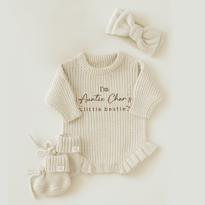 Custom Embroidered Baby Name Little Bestie Romper