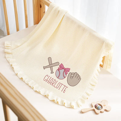 Custom Embroidered Baseball Name Knit Baby Blanket