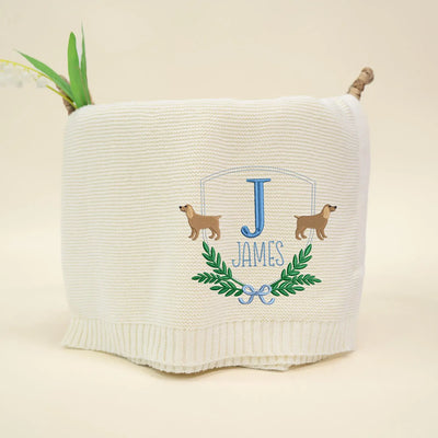 Custom Embroidered Cocker Spaniel Dog Baby Blanket