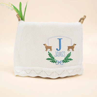 Custom Embroidered Cocker Spaniel Dog Baby Blanket