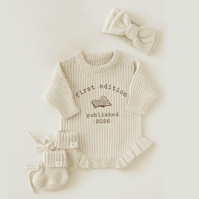 Custom Embroidered First Edition Baby Romper