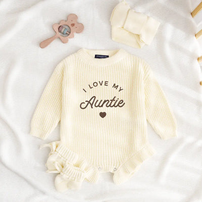 Custom Embroidered I Love My Baby Name Romper