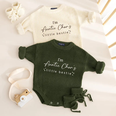 Custom Embroidered Little Bestie Baby Romper