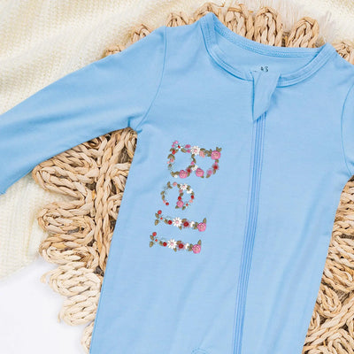 Custom Embroidered Name Floral Baby Pajamas - SwaddleAn