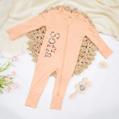 Custom Embroidered Name Floral Baby Pajamas - SwaddleAn