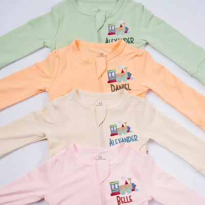 Custom Embroidered Train Baby Pajamas