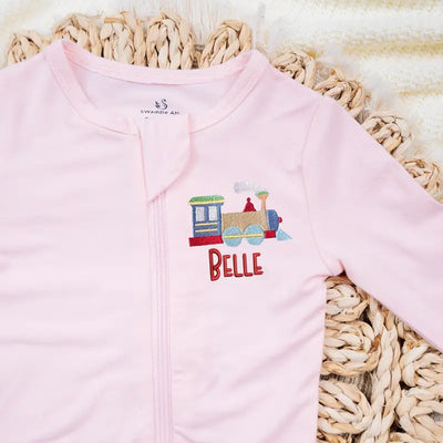 Custom Embroidered Train Baby Pajamas