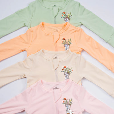Custom Embroidered Wildflower Cowgirl Baby Pajamas