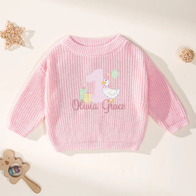 Custom Baby First Birthday Duck Sweater