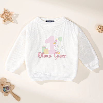 Custom Baby First Birthday Duck Sweater