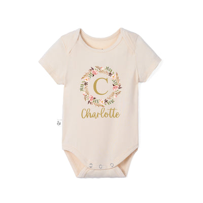 Custom Floral Initial Bamboo Bodysuit