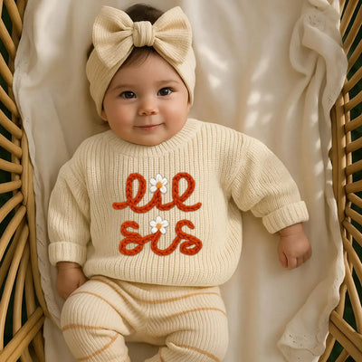 Custom Hand Embroidered Big Lil Sister Baby Sweater