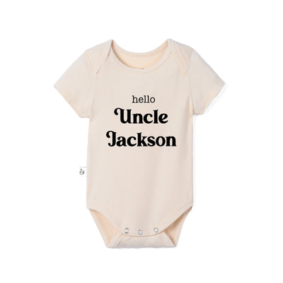 Custom Hello Uncle Name Bamboo Bodysuit
