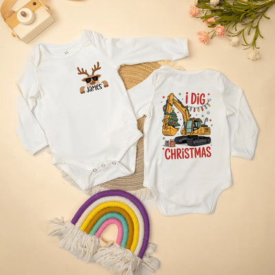 Custom 'I Dig Christmas' Baby Onesie