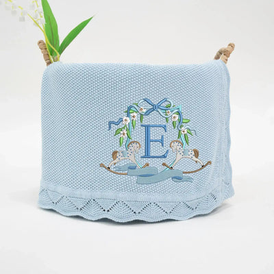 Custom Initial Name Rocking Horse Baby Blanket SwaddleAn