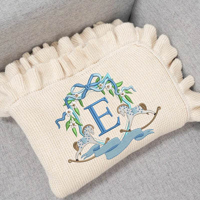 Custom Initial Name Rocking Horse Baby Blanket SwaddleAn