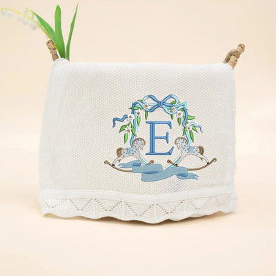 Custom Initial Name Rocking Horse Baby Blanket SwaddleAn