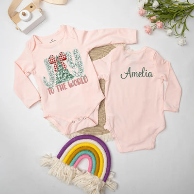 Custom 'Joy To The World' Christmas Baby Onesie