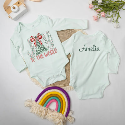 Custom 'Joy To The World' Christmas Baby Onesie