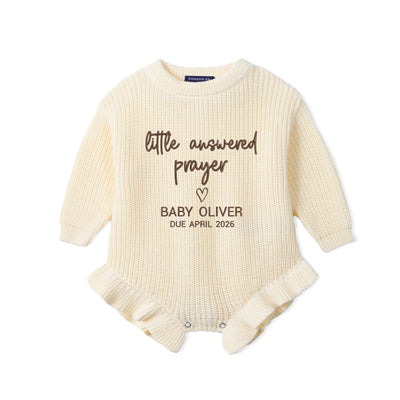 Custom Little Answered Prayer Due Date Baby Knit Romper