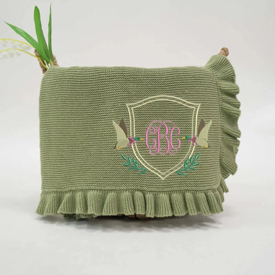 Custom Mallard Duck Monogrammed Name Baby Blanket SwaddleAn