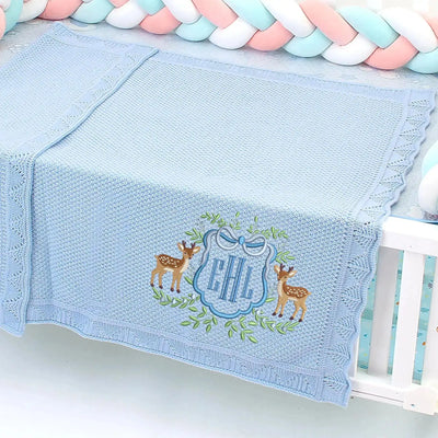 Custom Monogram Name Deer Hunting Baby Blanket SwaddleAn
