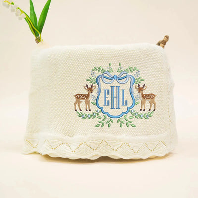 Custom Monogram Name Deer Hunting Baby Blanket SwaddleAn