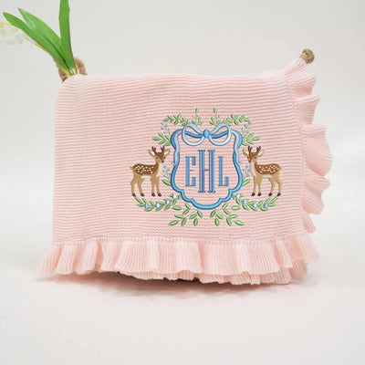 Custom Monogram Name Deer Hunting Baby Blanket SwaddleAn