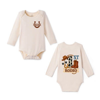 Custom My First Rodeo Bamboo Baby Bodysuit